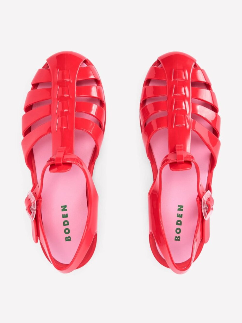 Boden Jelly Sandals in Post Box Red/Soft Pink